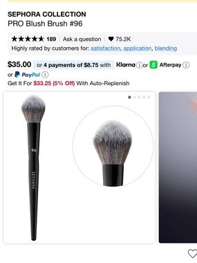 Sephora Pro Blush Brush #96 - Black Handle with Gray Bristles